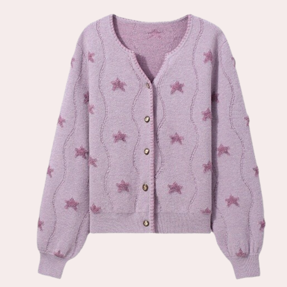 LYA - Cárdigan de punto para mujer con cierre de botón