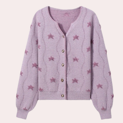 LYA - Cárdigan de punto para mujer con cierre de botón