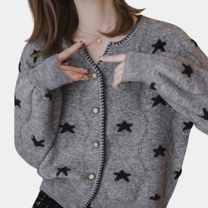 LYA - Cárdigan de punto para mujer con cierre de botón