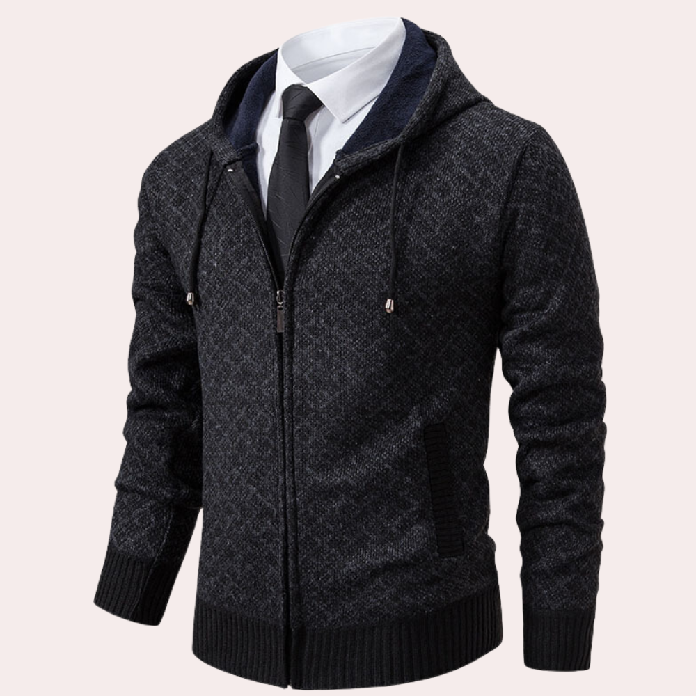 IZAN - Cárdigan de punto para hombre con capucha