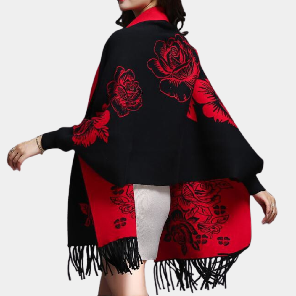 ELVA - Cárdigan largo y suelto para mujer con flecos decorativos