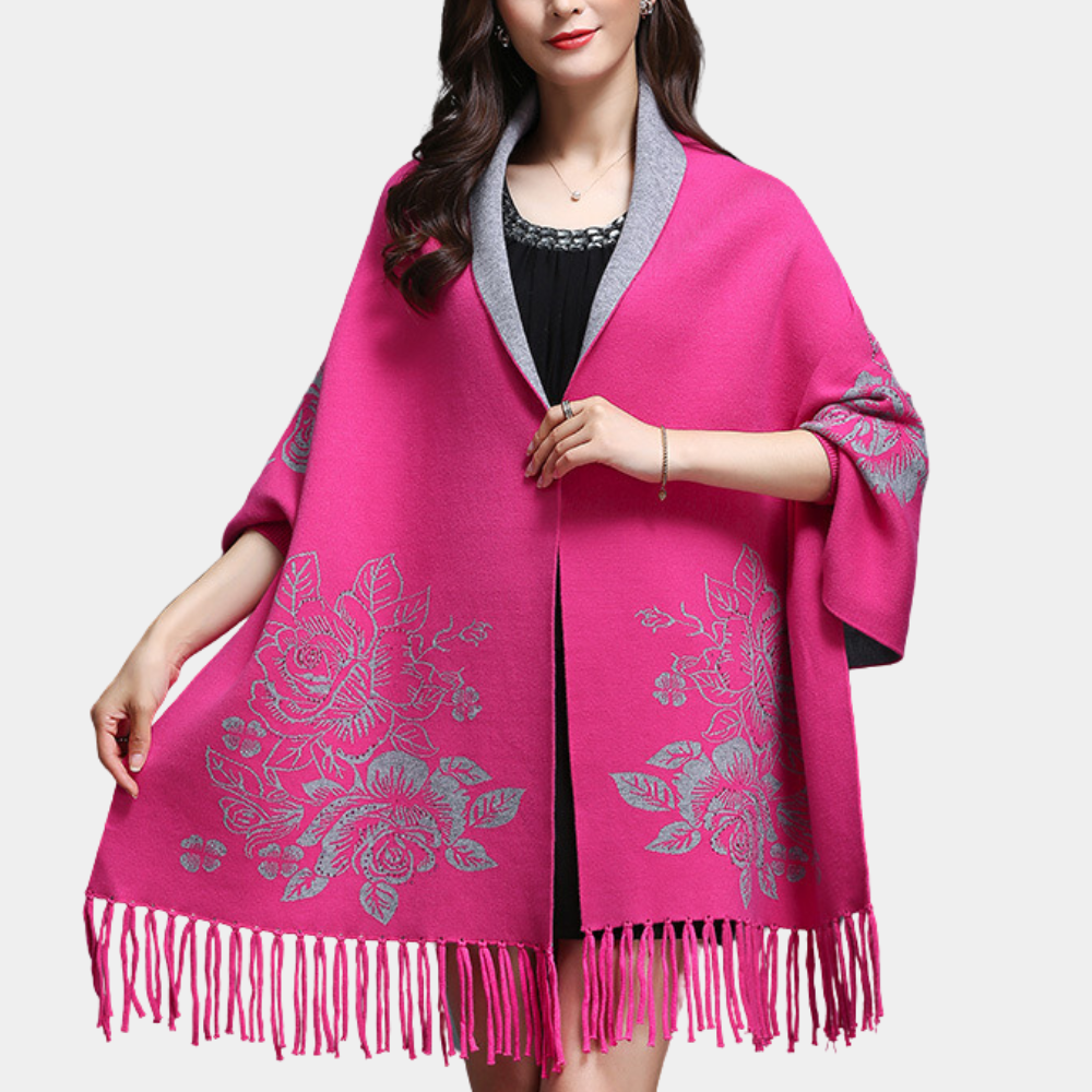 ELVA - Cárdigan largo y suelto para mujer con flecos decorativos