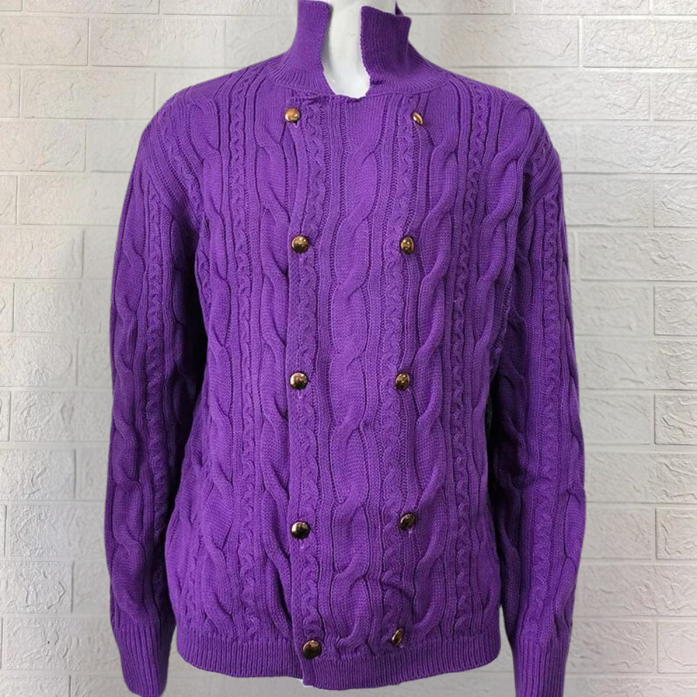 OLIVER - Cárdigan de punto trenzado para hombre con puños de canalé