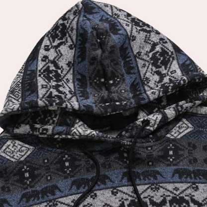 ÁLVARO - Sudadera con capucha y estampado geométrico para hombre