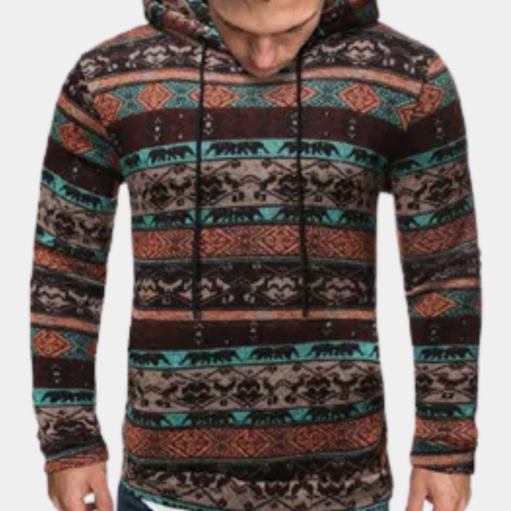 ÁLVARO - Sudadera con capucha y estampado geométrico para hombre