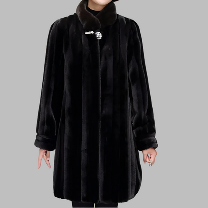 NOA - Abrigo de pelo sintético con cuello alto para mujer