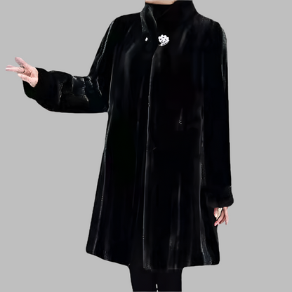 NOA - Abrigo de pelo sintético con cuello alto para mujer