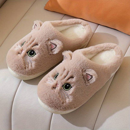 ROMÉE - Zapatillas de casa cálidas con diseño de gato para mujeres