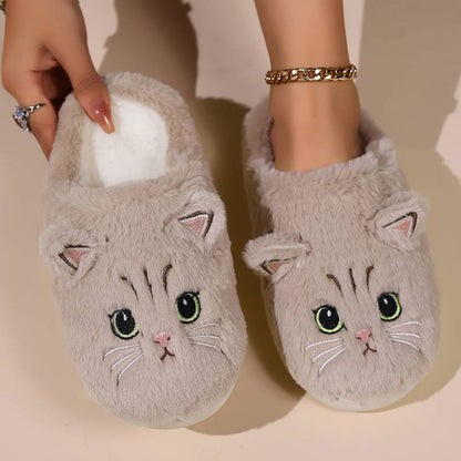 ROMÉE - Zapatillas de casa cálidas con diseño de gato para mujeres