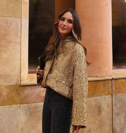 JANAH – Blazer refinado adornado con destellos dorados para mujer
