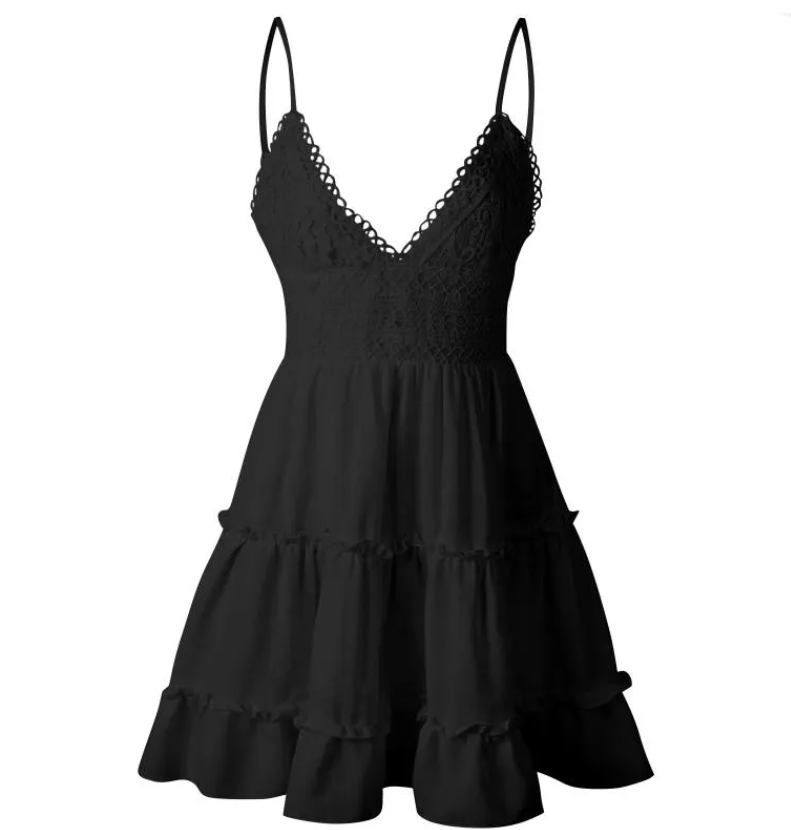 Amaia - Vestido Corto Veraniego de Tirantes de Playa Con Lazo en Espalda Primavera Verano Mujer 2024