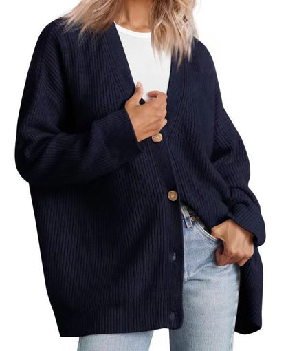 Cárdigan largo oversize de mujer con diseño de líneas – CATERINA