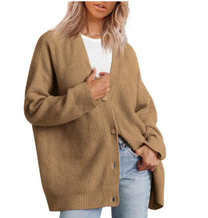 Cárdigan largo oversize de mujer con diseño de líneas – CATERINA