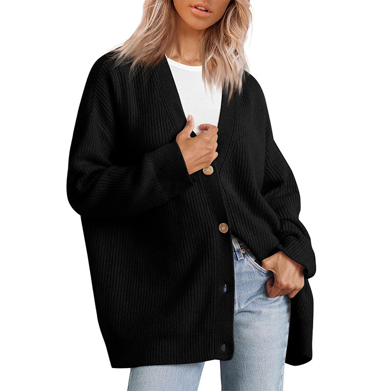 Cárdigan largo oversize de mujer con diseño de líneas – CATERINA