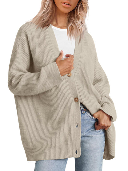 Cárdigan largo oversize de mujer con diseño de líneas – CATERINA