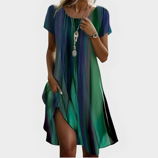 Vestido suelto fluido con escote en pico y manga ligera – MAELIA SOFT