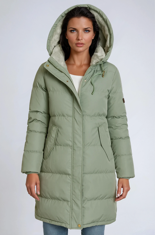 Abrigo de invierno con forro de borreguito y capucha para mujer – NORAYA