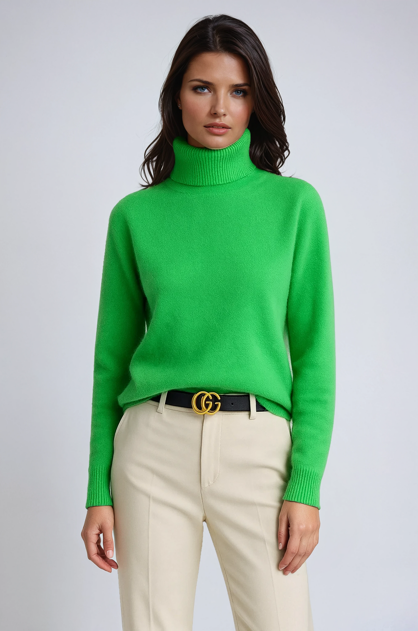 MAVIRA – Jersey de mujer de punto grueso con cuello alto y diseño cálido