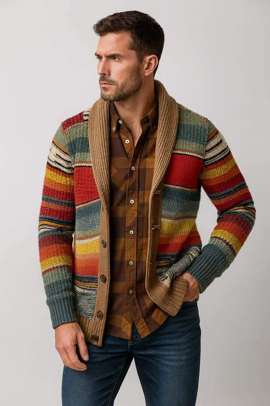 Chaqueta de punto para hombre con diseño de rayas – STRAVEN