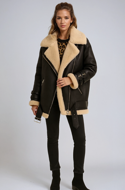 Chaqueta de invierno para mujer con forro de peluche y cremallera – ROSELIA