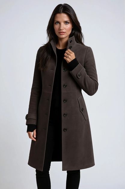 SANDRIA – Abrigo trench de invierno para mujer con cuello alto