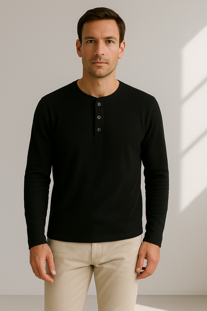 Camiseta Henley de manga larga para hombre – Bravent