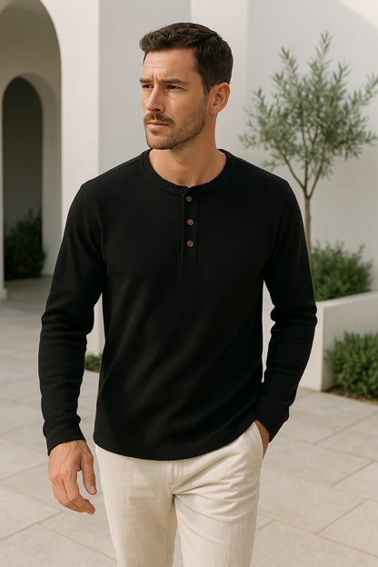 Camiseta Henley de manga larga para hombre – Bravent