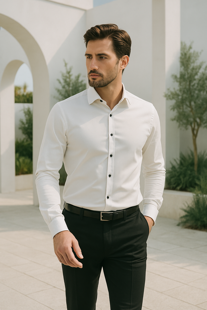 Camisa elástica sin arrugas para hombre – Alvenzo
