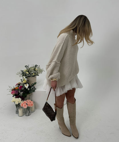 Suéter oversize de mujer en color beige – NATELA