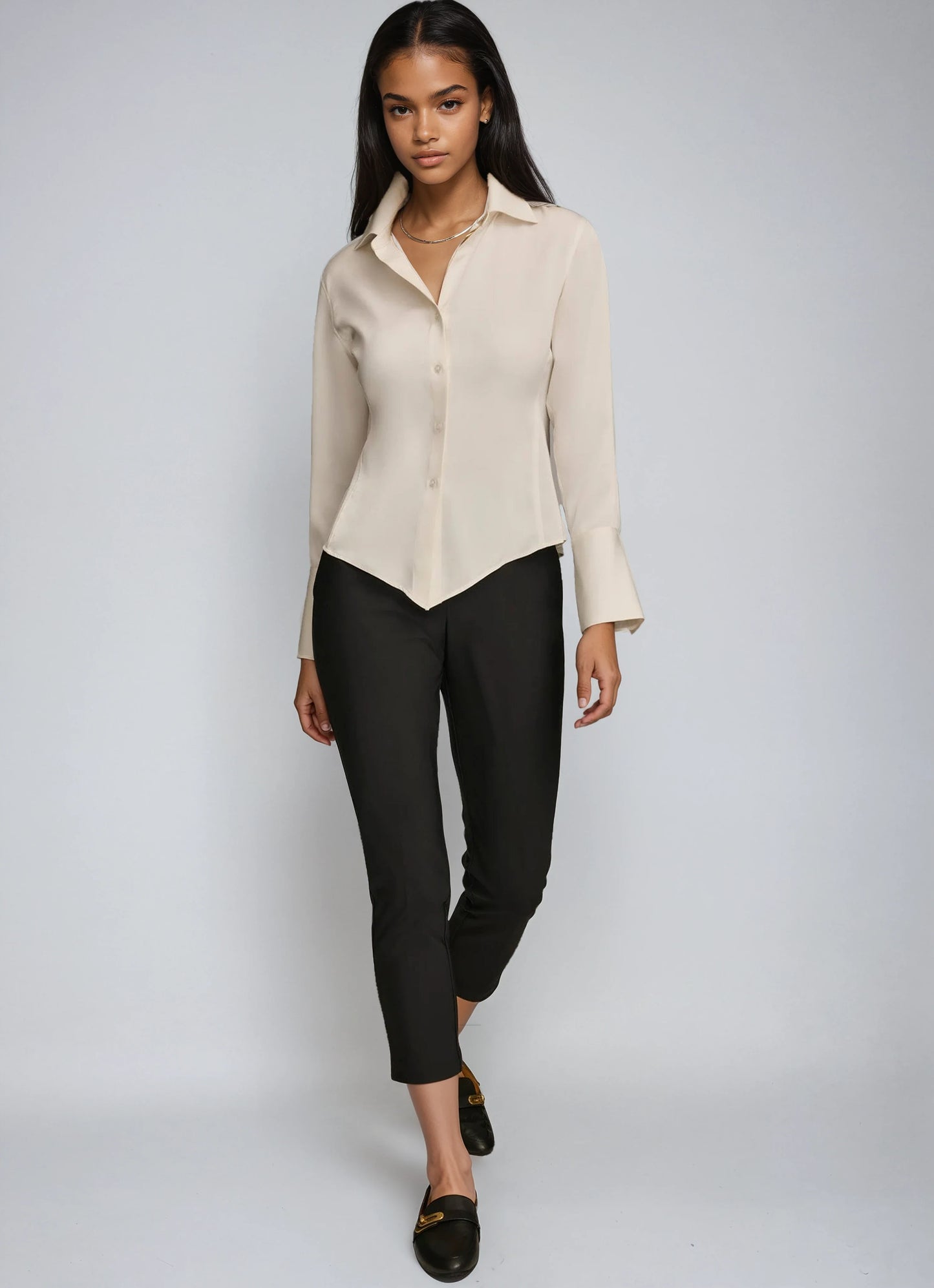 Blusa camisera de mujer con manga larga y corte relajado – SOLEA