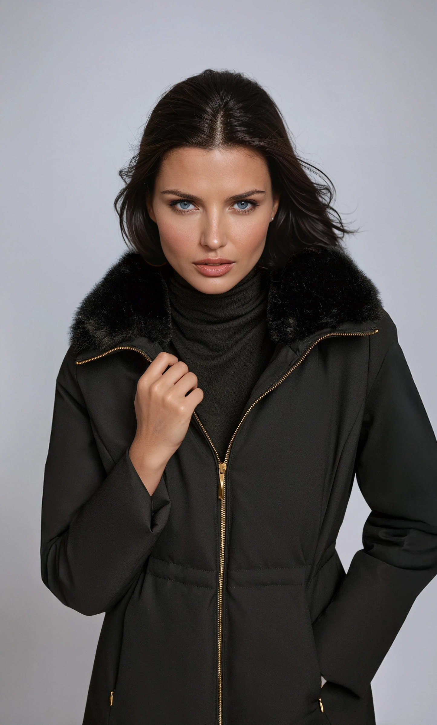 Abrigo acolchado de invierno con forro de pelo sintético para mujer – ISABELLEA