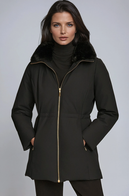 Abrigo acolchado de invierno con forro de pelo sintético para mujer – ISABELLEA