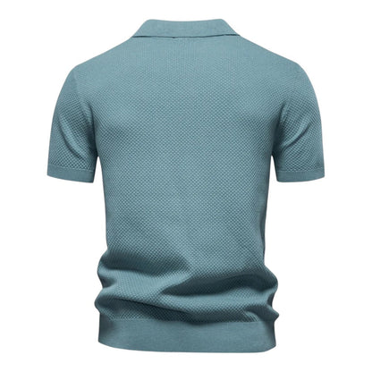 Polo de hombre con textura estructurada y cuello abierto – VICTOR