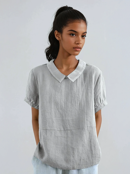 COTELIA – Blusa de mujer de algodón con manga corta y estilo fresco