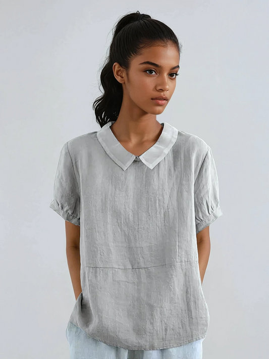 COTELIA – Blusa de mujer de algodón con manga corta y estilo fresco