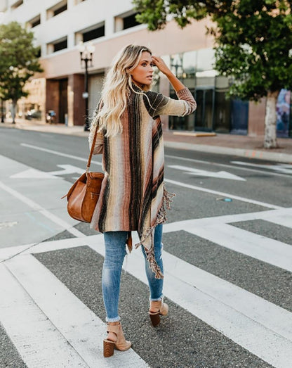 Jersey cruzado de mujer con flecos decorativos – SALVANA