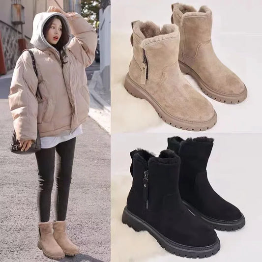 DAZZELIA – Botas de invierno para mujer con forro de pelo sintético y suela antideslizante