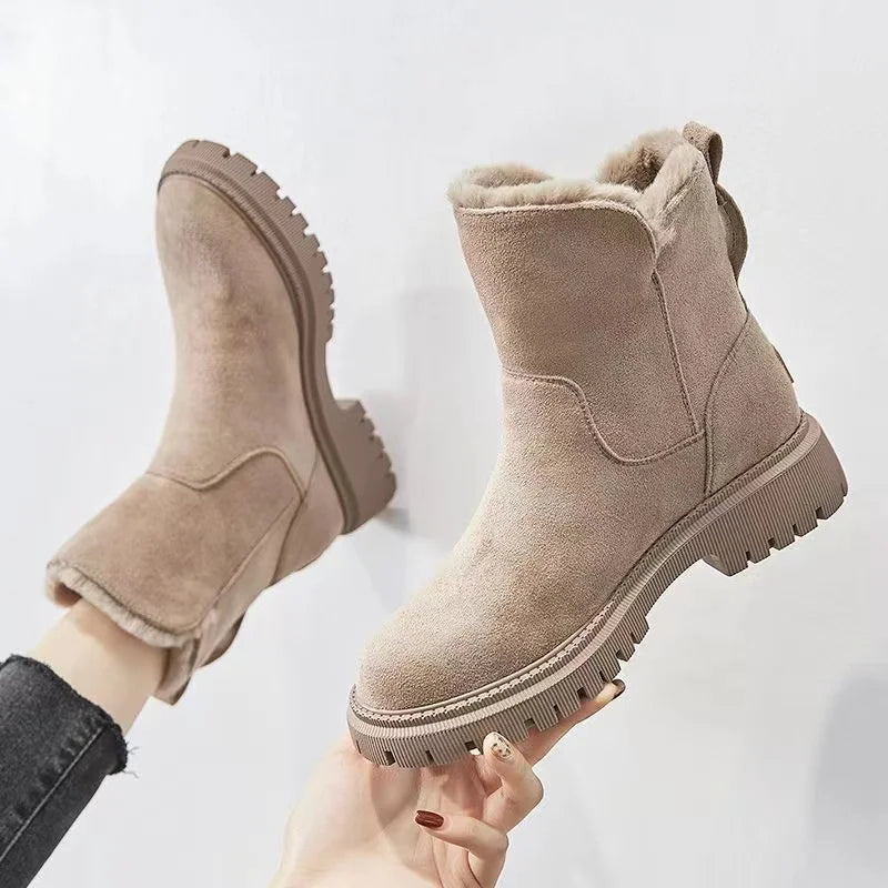 DAZZELIA – Botas de invierno para mujer con forro de pelo sintético y suela antideslizante