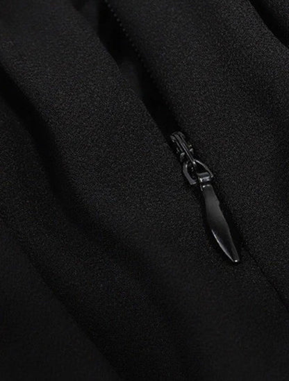 Vestido midi con cuello alto y mangas transparentes – ABRIL