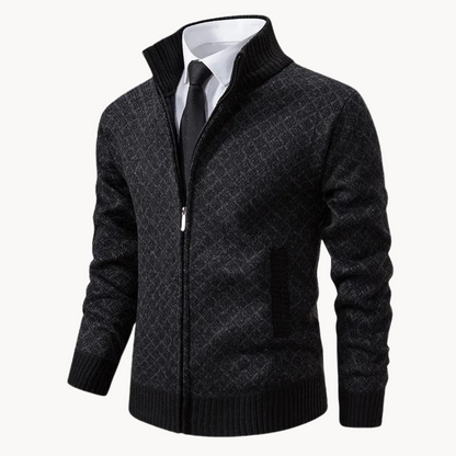 Chaqueta de punto jacquard para hombre con cremallera – LORENZO