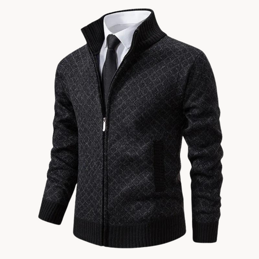 Chaqueta de punto jacquard para hombre con cremallera – LORENZO