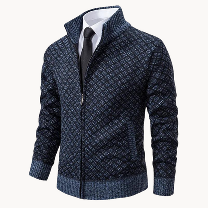 Chaqueta de punto jacquard para hombre con cremallera – LORENZO