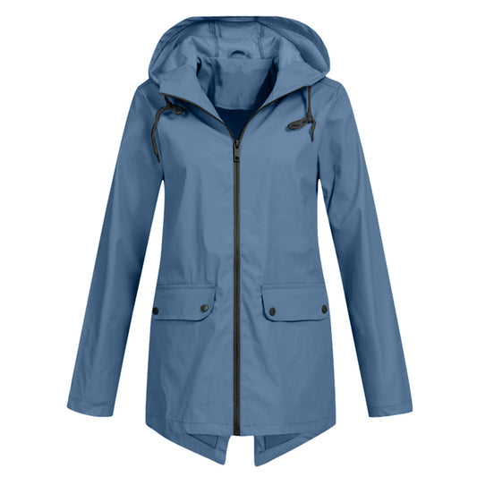 LEELIE - Chaqueta impermeable con cremallera y capucha para mujer