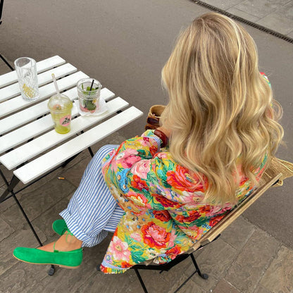 ISADORA - Chaqueta bomber colorida con estampado floral para mujer