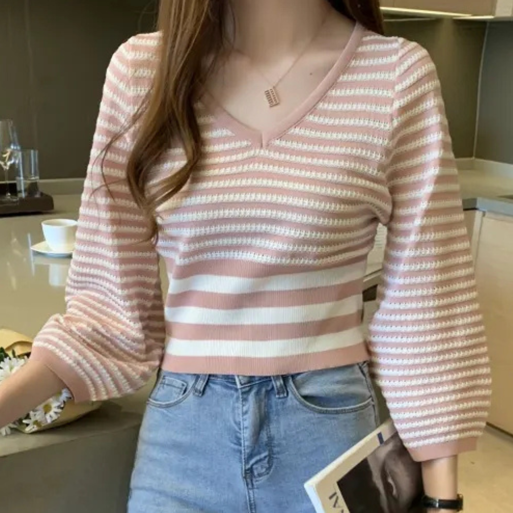 Jersey de punto a rayas con tacto suave y corte relajado – MAELYS