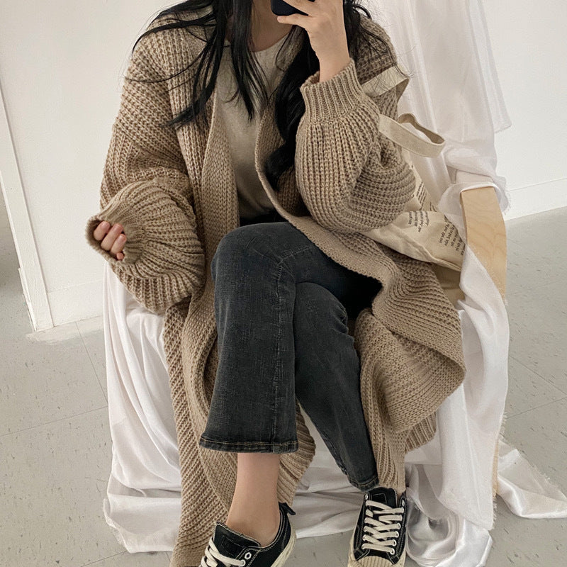 CORAL - Cárdigan largo de punto casual oversize para mujeres