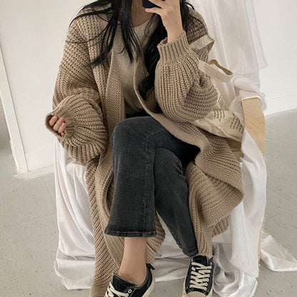 CORAL - Cárdigan largo de punto casual oversize para mujeres