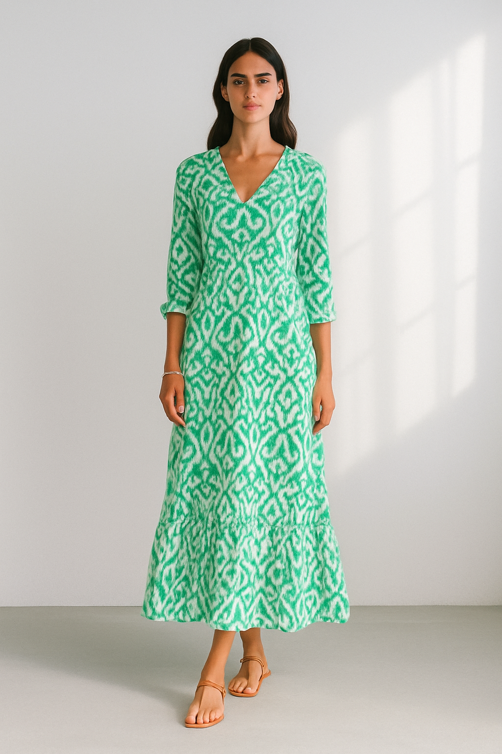 Vestido de verano con escote en V y mangas medias para mujer – LINA