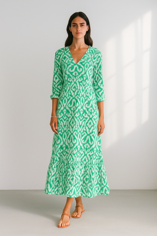 Vestido de verano con escote en V y mangas medias para mujer – LINA