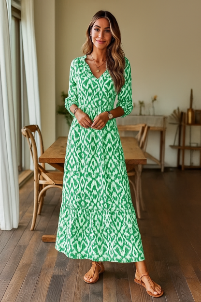 Vestido de verano con escote en V y mangas medias para mujer – LINA